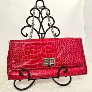 Red Crocodile Embossed Clutch White House Black Market